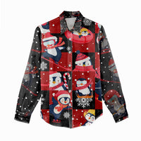 Penguin Winter Sports Christmas Women Casual Shirt Cute Holiday Ski Snow Fun - Wonder Print Shop