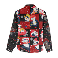 Penguin Winter Sports Christmas Women Casual Shirt Cute Holiday Ski Snow Fun - Wonder Print Shop