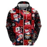 Penguin Winter Sports Christmas Zip Hoodie Cute Holiday Ski Snow Fun - Wonder Print Shop