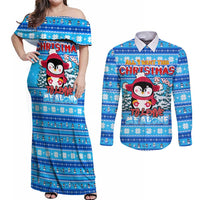 Funny Grumpy Penguin Christmas Couples Matching Off Shoulder Maxi Dress and Long Sleeve Button Shirt All I Want for Christmas Is You To Leave Me Alone - Wonder Print Shop