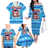 Funny Grumpy Penguin Christmas Family Matching Off The Shoulder Long Sleeve Dress and Hawaiian Shirt All I Want for Christmas Is You To Leave Me Alone - Wonder Print Shop