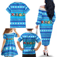 Funny Grumpy Penguin Christmas Family Matching Off The Shoulder Long Sleeve Dress and Hawaiian Shirt All I Want for Christmas Is You To Leave Me Alone - Wonder Print Shop