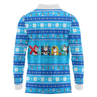 Funny Grumpy Penguin Christmas Long Sleeve Polo Shirt All I Want for Christmas Is You To Leave Me Alone - Wonder Print Shop