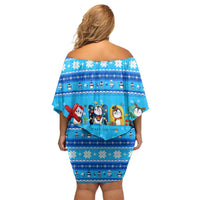 Funny Grumpy Penguin Christmas Off Shoulder Short Dress All I Want for Christmas Is You To Leave Me Alone - Wonder Print Shop