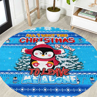 Funny Grumpy Penguin Christmas Round Carpet All I Want for Christmas Is You To Leave Me Alone - Wonder Print Shop