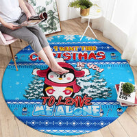 Funny Grumpy Penguin Christmas Round Carpet All I Want for Christmas Is You To Leave Me Alone - Wonder Print Shop