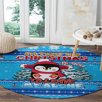 Funny Grumpy Penguin Christmas Round Carpet All I Want for Christmas Is You To Leave Me Alone - Wonder Print Shop