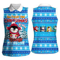 Funny Grumpy Penguin Christmas Women Sleeveless Polo Shirt All I Want for Christmas Is You To Leave Me Alone - Wonder Print Shop