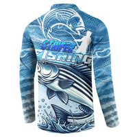 Striper Fishing Button Sweatshirt Striped Bass Angler - Wonder Print Shop
