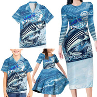 Striper Fishing Family Matching Long Sleeve Bodycon Dress and Hawaiian Shirt Striped Bass Angler - Wonder Print Shop