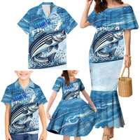 Striper Fishing Family Matching Mermaid Dress and Hawaiian Shirt Striped Bass Angler - Wonder Print Shop