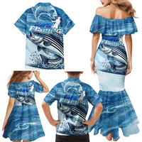 Striper Fishing Family Matching Mermaid Dress and Hawaiian Shirt Striped Bass Angler - Wonder Print Shop