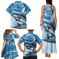 Striper Fishing Family Matching Tank Maxi Dress and Hawaiian Shirt Striped Bass Angler - Wonder Print Shop