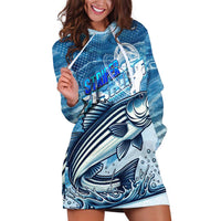 Striper Fishing Hoodie Dress Striped Bass Angler - Wonder Print Shop