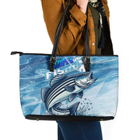 Striper Fishing Leather Tote Bag Striped Bass Angler - Wonder Print Shop
