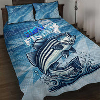 Striper Fishing Quilt Bed Set Striped Bass Angler - Wonder Print Shop