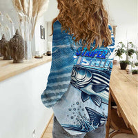 Striper Fishing Women Casual Shirt Striped Bass Angler - Wonder Print Shop