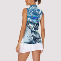 Striper Fishing Women Sleeveless Polo Shirt Striped Bass Angler - Wonder Print Shop