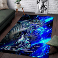 Blue Lightning Striped Bass Area Rug Power Surge Fishing Hook Electric Print - Wonder Print Shop