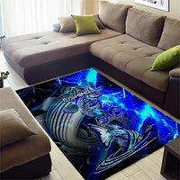 Blue Lightning Striped Bass Area Rug Power Surge Fishing Hook Electric Print - Wonder Print Shop