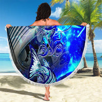 Blue Lightning Striped Bass Beach Blanket Power Surge Fishing Hook Electric Print - Wonder Print Shop