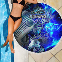 Blue Lightning Striped Bass Beach Blanket Power Surge Fishing Hook Electric Print - Wonder Print Shop