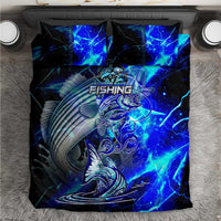 Blue Lightning Striped Bass Bedding Set Power Surge Fishing Hook Electric Print - Wonder Print Shop