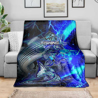 Blue Lightning Striped Bass Blanket Power Surge Fishing Hook Electric Print - Wonder Print Shop