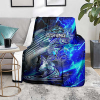 Blue Lightning Striped Bass Blanket Power Surge Fishing Hook Electric Print - Wonder Print Shop