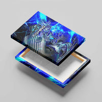 Blue Lightning Striped Bass Canvas Wall Art Power Surge Fishing Hook Electric Print - Wonder Print Shop