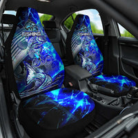Blue Lightning Striped Bass Car Seat Cover Power Surge Fishing Hook Electric Print - Wonder Print Shop