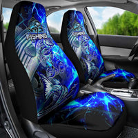 Blue Lightning Striped Bass Car Seat Cover Power Surge Fishing Hook Electric Print - Wonder Print Shop