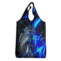 Blue Lightning Striped Bass Grocery Bag Power Surge Fishing Hook Electric Print - Wonder Print Shop