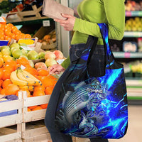 Blue Lightning Striped Bass Grocery Bag Power Surge Fishing Hook Electric Print - Wonder Print Shop