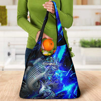 Blue Lightning Striped Bass Grocery Bag Power Surge Fishing Hook Electric Print - Wonder Print Shop