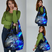 Blue Lightning Striped Bass Grocery Bag Power Surge Fishing Hook Electric Print - Wonder Print Shop