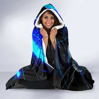 Blue Lightning Striped Bass Hooded Blanket Power Surge Fishing Hook Electric Print - Wonder Print Shop