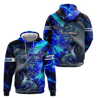 Blue Lightning Striped Bass Hoodie Power Surge Fishing Hook Electric Print - Wonder Print Shop