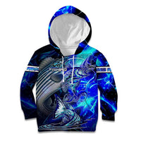 Blue Lightning Striped Bass Kid Hoodie Power Surge Fishing Hook Electric Print - Wonder Print Shop