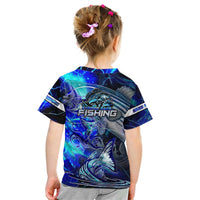 Blue Lightning Striped Bass Kid T Shirt Power Surge Fishing Hook Electric Print - Wonder Print Shop