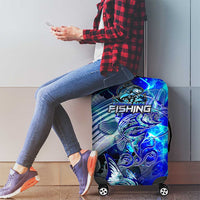 Blue Lightning Striped Bass Luggage Cover Power Surge Fishing Hook Electric Print - Wonder Print Shop