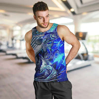 Blue Lightning Striped Bass Men Tank Top Power Surge Fishing Hook Electric Print - Wonder Print Shop