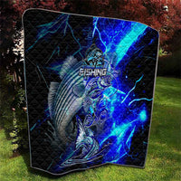 Blue Lightning Striped Bass Quilt Power Surge Fishing Hook Electric Print - Wonder Print Shop