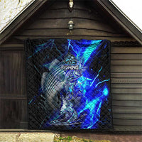 Blue Lightning Striped Bass Quilt Power Surge Fishing Hook Electric Print - Wonder Print Shop