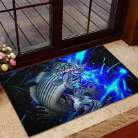 Blue Lightning Striped Bass Rubber Doormat Power Surge Fishing Hook Electric Print - Wonder Print Shop