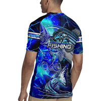 Blue Lightning Striped Bass Rugby Jersey Power Surge Fishing Hook Electric Print - Wonder Print Shop