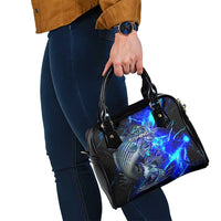 Blue Lightning Striped Bass Shoulder Handbag Power Surge Fishing Hook Electric Print - Wonder Print Shop