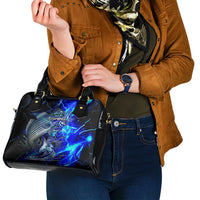 Blue Lightning Striped Bass Shoulder Handbag Power Surge Fishing Hook Electric Print - Wonder Print Shop
