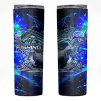 Blue Lightning Striped Bass Skinny Tumbler Power Surge Fishing Hook Electric Print - Wonder Print Shop