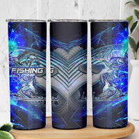 Blue Lightning Striped Bass Skinny Tumbler Power Surge Fishing Hook Electric Print - Wonder Print Shop